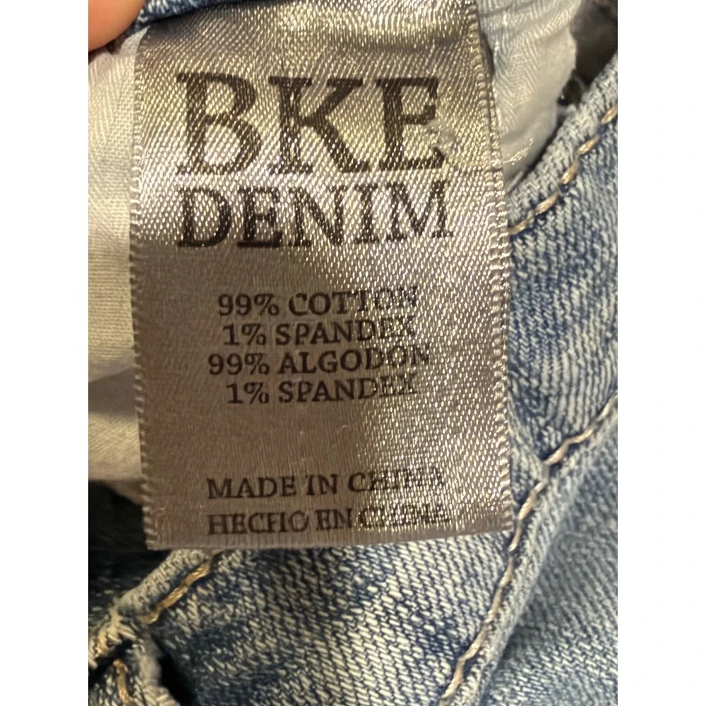 BKE Jeans Mens 34R Light Wash Derek Bootleg Distressed Heavy Fade Stretch *